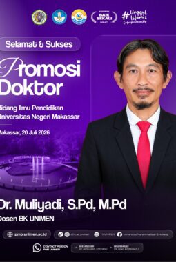 Riset Gagas Model Konseling Berbasis AIK Perilaku Bullying di PT, Muliyadi Sukses Raih Gelar Doktor di UNM